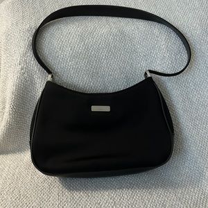 Liz Claiborne black, shoulder bag with 4 section interior and zip closure EUC